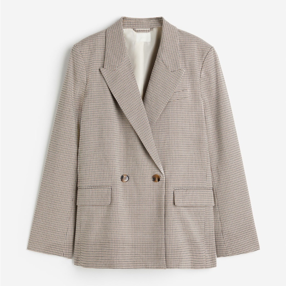 Cherish Houndstooth Blazer in Tan and Black Oversized